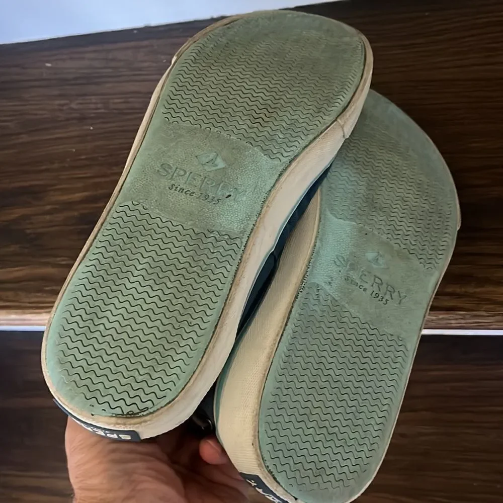 Sperry Topsider Halyard blue chambray sailboat canvas boat yacht deck shoes 10